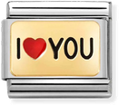 Nomination Classic PLATES Steel Enamel And 18k Gold I HEART You Charm 030284/52