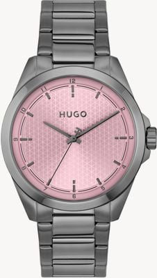 HUGO #SEAM Three-Hand Quartz (42.5mm) Pink Dial / Grey PVD Stainless Steel Bracelet 1530454