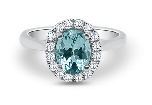 Bass Jewellery U6 18ct White Gold Oval Aquamarine 1.17ct 0.