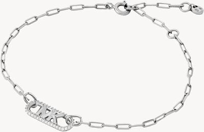 Michael Kors MK Statement Link Crystal-Set Sterling Silver Logo Bracelet MKC1656CZ040