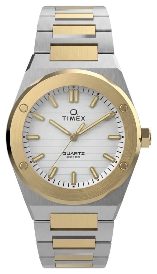 Timex TW2Y81900 Q TIMEX MARBELLA Two Tone 34mm Stainless Watch
