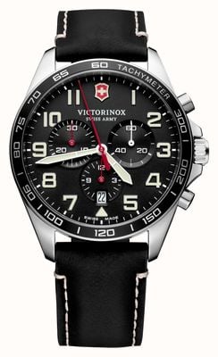 Victorinox Fieldforce Chronograph (42mm) Black Dial / Black Leather Strap 241852