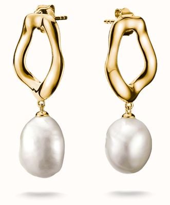 Thomas Sabo Gold-plated Earrings With Freshwater Pearl Natural Beauty H2322-430-14