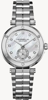 Herbelin Newport Quartz Diamond (35mm) Mother-of-Pearl Dial / Stainless Steel Bracelet 18289B89