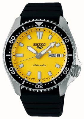 Seiko 5 Sports SKX Redux Automatic (42.5mm) Ki-iro Yellow Dial / Black Silicone Strap SRPL87K1
