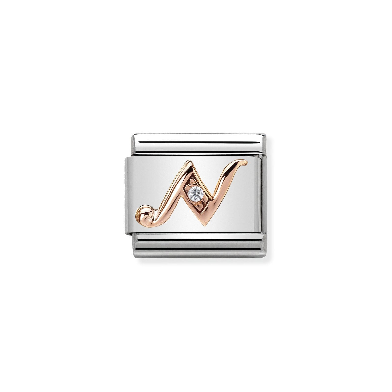 Nomination 430310/14 Classic Letter N 9ct Rose Gold & Steel Jewellery