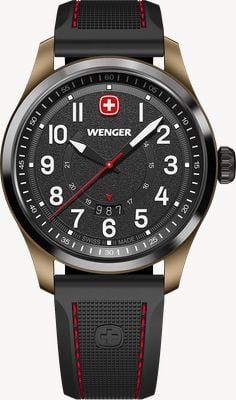 Wenger Terragraph Black-Ice Quartz (43mm) Textured Black Dial / Black Silicone Strap 01.0541.124