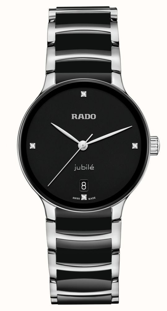 RADO Centrix Diamonds 35mm Black Dial Stainless Steel High Tech Ceramic Bracelet R30040712