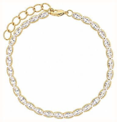 Burren Jewellery 18k Gold Plate Oval Shape Cz Tennis Bracelet B1716