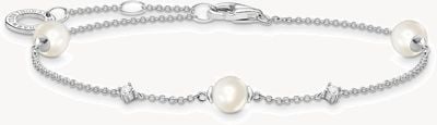 Thomas Sabo Triple Pearl Cubic Zirconia Sterling Silver Bracelet A2038-167-14-L19V