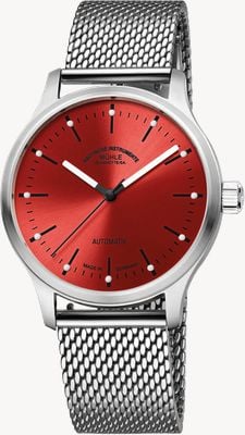 Mühle Glashütte Panova Red Automatic (40mm) Red Sunray Dial / Stainless Steel Milanaise Bracelet M1-40-78-MB