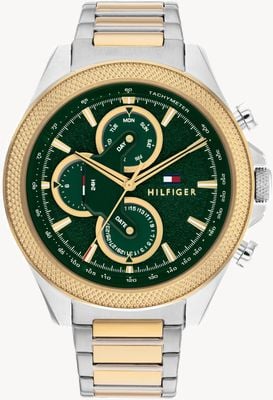 Tommy Hilfiger Men's Clark (46mm) Green Dial / Two-Tone Stainless Steel Bracelet 1792079