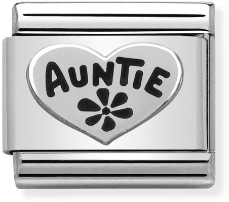 Nomination Classic Auntie Heart Oxidised Sterling Silver & Steel Charm 330101/17