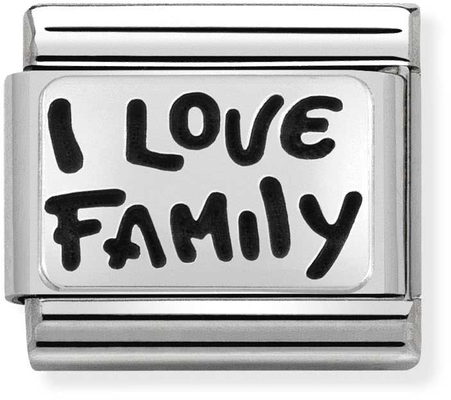 Nomination Classic I Love Family Oxidised Sterling Silver & Steel Charm 330102/34