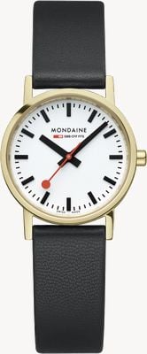 Mondaine Women's Classic (30mm) White Dial / Black Vegan Grape Leather Strap A658.30323.10SBBV