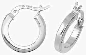 Silver Squared Off Creole Line Pattern Hoop Earrings G5874