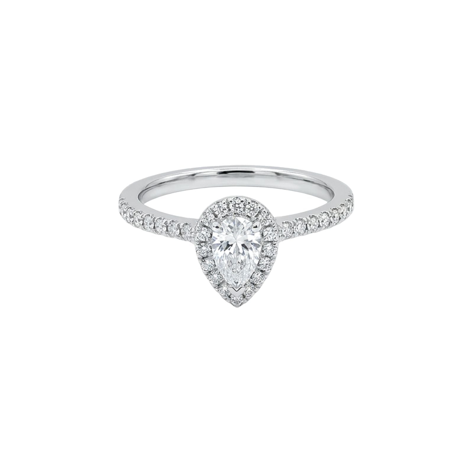 GEMEX J19302 Gemex Plat 0.36ct E Vs1 Pear Halo Jewellery