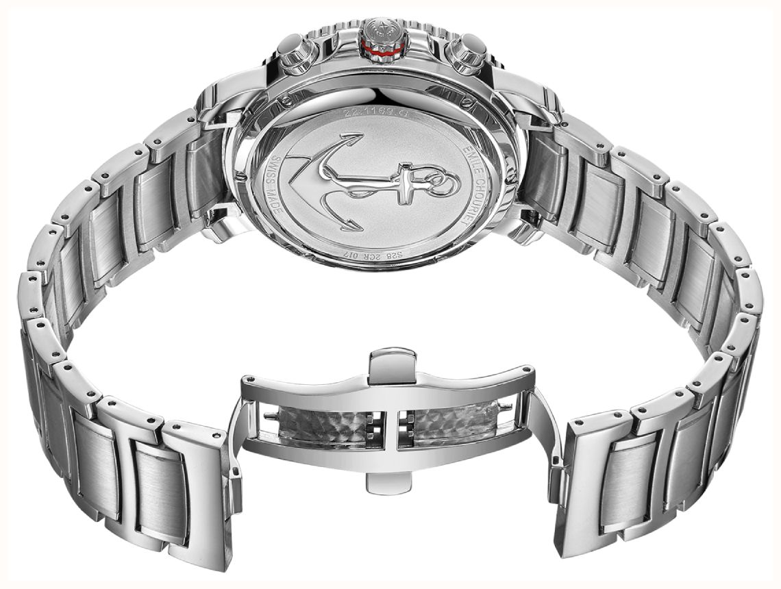 Emile Chouriet Challenger Deep Automatic Chronograph (43.5mm) Blue Sunray Dial / Stainless Steel Bracelet 22.1169.G.6.AW.99.6 - alternate view 2
