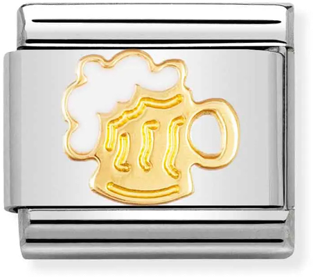 Nomination Classic Beer Tankard 18ct Gold & Steel Enamel Charm 030218/06