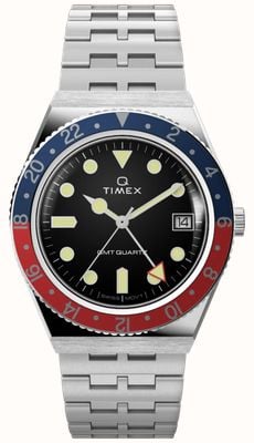 Timex Q Timex GMT (38mm) Black Dial / Stainless Steel Bracelet TW2V38000