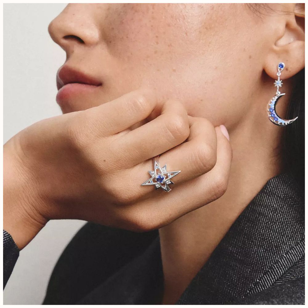 Thomas Sabo Star Ring With Blue Stones Sterling Silver TR2550-166-1-52 - alternate view 3