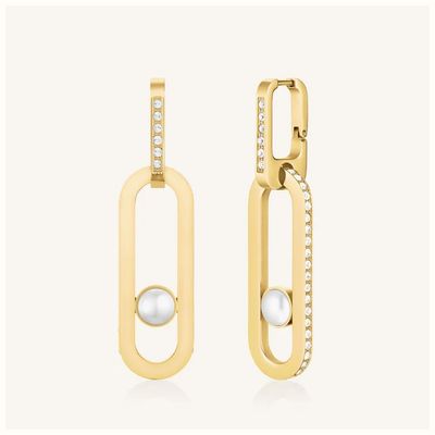 Rosefield Jewellery Modern Pearl Pendant Earring Gold Plated JEPPG-J1289