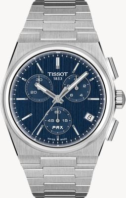 Tissot PRX Quartz Chronograph (41mm) Blue Dial / Stainless Steel Bracelet Watch T1374171104100