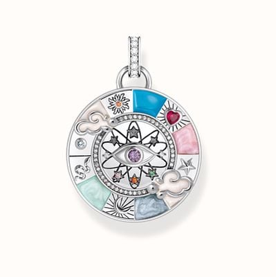 Thomas Sabo Silver Pendant Wheel Of Fortune With Cold Enamel And Stones PE962-340-7