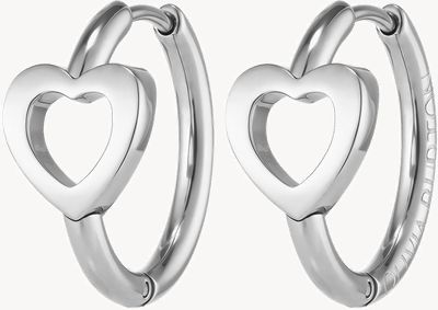 Olivia Burton Kindred Interlink Heart Silver Tone Hoop Earrings 24100555