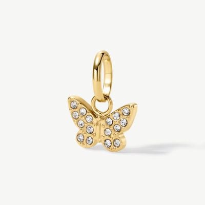 D.LOUISE Gold Tone White Stone Mini Butterfly Charm CH-26