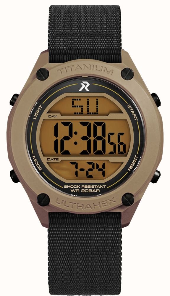 RZE Multi-Function Tan Cerakote (42mm) Yellow Display / Black Elastic Nylon Strap Watch UTD-8000-CKT - alternate view 2