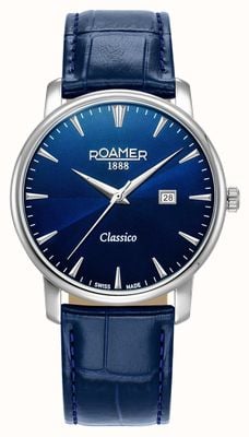 Roamer Classico Gents Quartz (40mm) Blue Dial / Blue Leather Strap 971856 41 45 05
