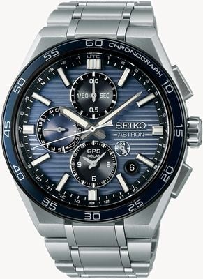 Seiko Astron ‘Slate Blue’ 5X GPS Solar Dual-Time Chronograph (44.1mm) Blue Dial / Titanium Bracelet SSH175J1