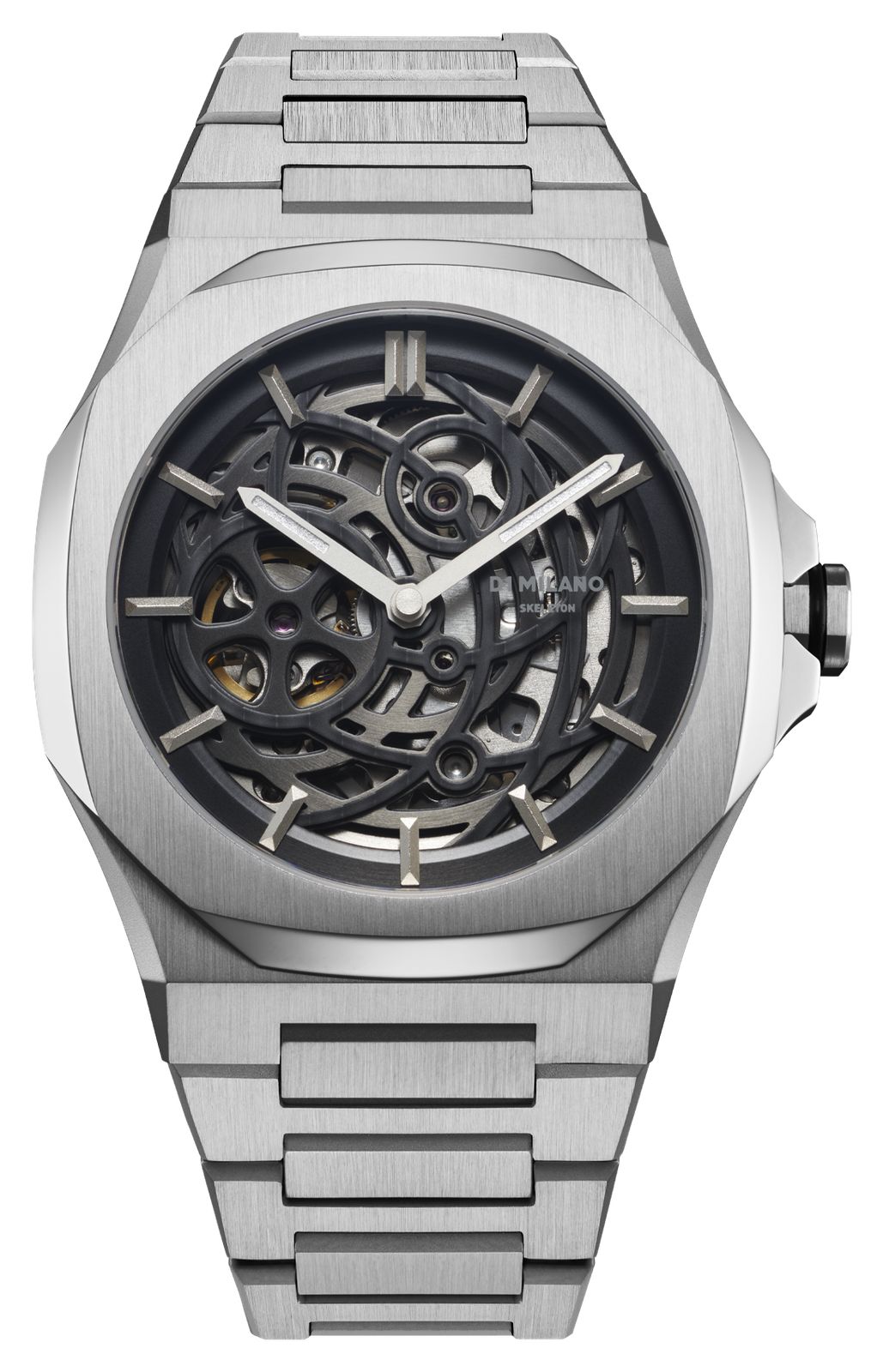 D1 Milano SKBJ10 Mechanical Silver (41.5mm) Black Skeleton Watch