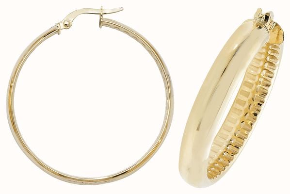 James Moore TH 9ct Yellow Gold 30mm Hoop Earrings ER1053-30