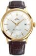 Orient Men's Automatic Gold Tone Stainless Steel Case Brown Leather Strap With Domed Mineral Crystal RA-AC0028S30B