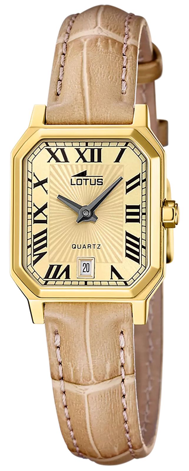 Lotus 19083/2 Square Series Quartz (21.2mm) Gold Sunray Dial Watch