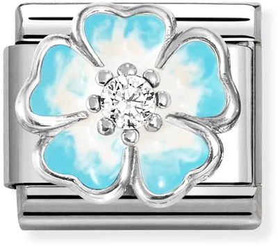 Nomination Classic - Blue Enamel Flower Charm with Cubic Zirconia 330321/16