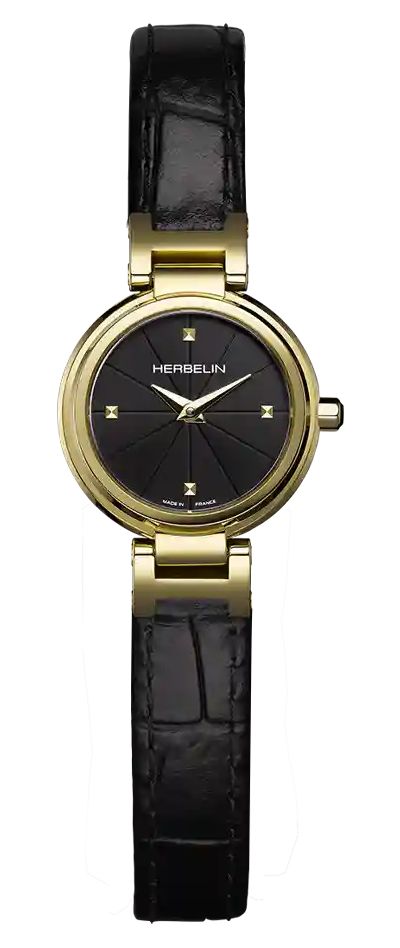 Herbelin 17312P1N14 Lady H Quartz (22mm) Black Sunray Dial Watch