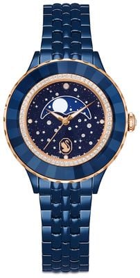 Swarovski Octea moon watch, Swiss Made, Metal bracelet, Blue, Blue finish 5743701
