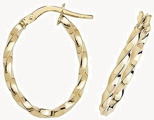 Treasure House 9k Yellow Gold Oval Hoop Earrings ER1008-V3
