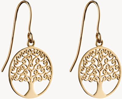 Elements Gold 9k Yellow Gold Tree Of Life Earrings GE2306