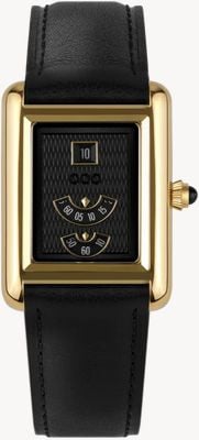 Out Of Order Forma Venti Automatic Jump-Hour Aurum Noir (30.5mm) Black Guilloché Dial / Black Leather Strap Watch F20BLK.850