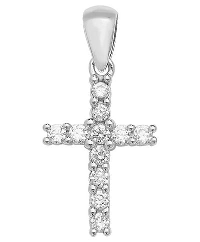 James Moore G6958 Silver Cubic Zirconia Cross Pendant Jewellery
