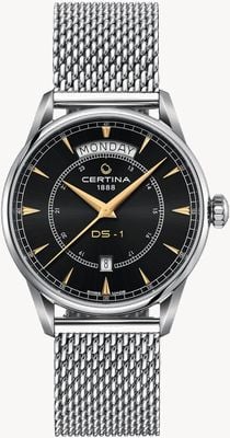 Certina Men's DS-1 Day Date (40mm) Black Dial / Steel Mesh Bracelet C0294301105100