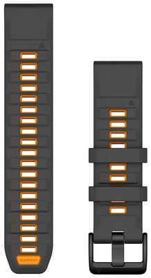 Garmin QuickFit® 22 Watch Strap Only, Graphite/Spark Orange Silicone 010-13392-05