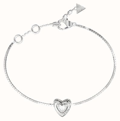 Guess Beloved Crystal Heart Silver Bracelet UBB06017RHL