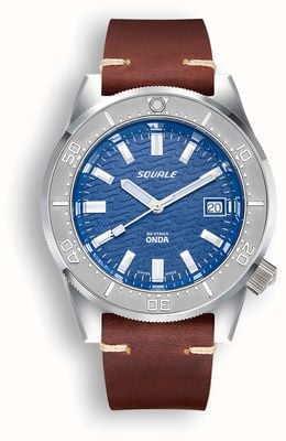 Squale 1521 Onda (42mm) Blue Wave Dial / Brown Italian Leather Strap 1521ODG.PS