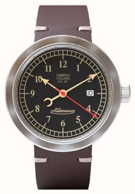 Allemano 1919 DAY Satin Automatic (44mm) Black Dial / Brown Leather Strap DAY A 1919 NP-PB