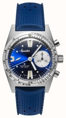 Aquastar Deepstar Automatic Chronograph (39mm) Blue Ray Dial / Blue Tropic Strap DS39-TRO BR